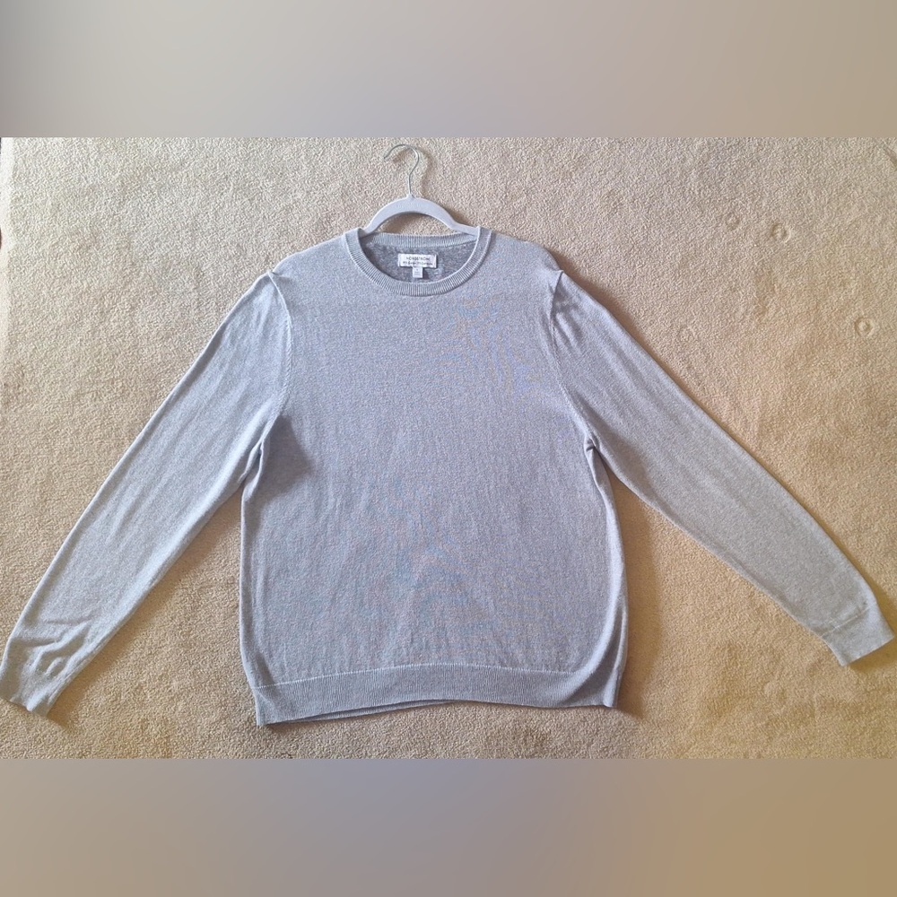 NORDSTROM Mens Shop Crew Neck Textured Knit Wool Blend Sweater Light Gray Size L